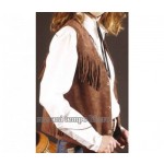 Gilet in pelle scamosciata con frange